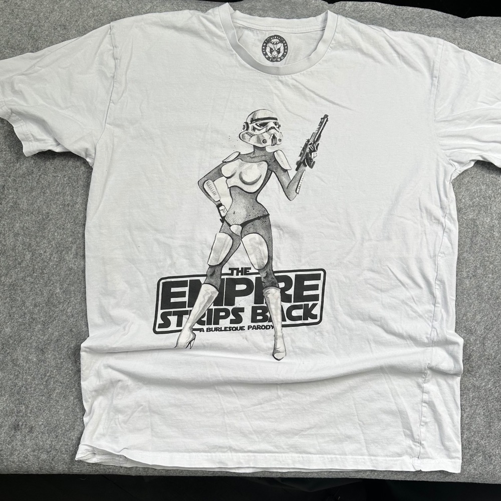 Giant Panda The Empire Strips Back Burlesque Parody Stormtrooper White T-Shirt L
